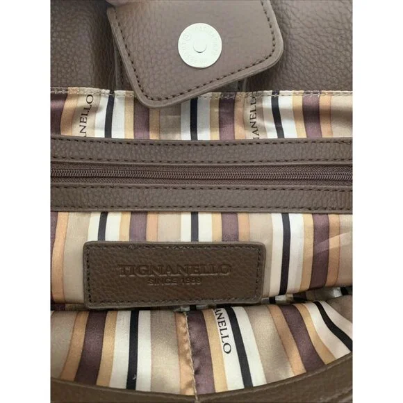 TIGNANELLO Brown Genuine Leather Double Handle Medium Size Bag Purse Lined EUC - Picture 8 of 14